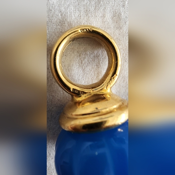 18kt Solid Gold Blue Onyx Enhancers For Earrings . - Picture 2 of 4